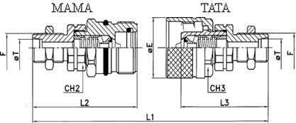 Cuple cu înfiletare, filet exterior lung