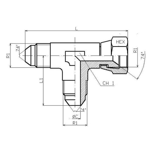 Adaptor UNF T olandeză lateral
