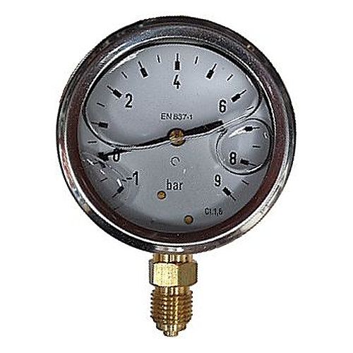 Manometru D63 1/4 radial inox cu glicerină, vid