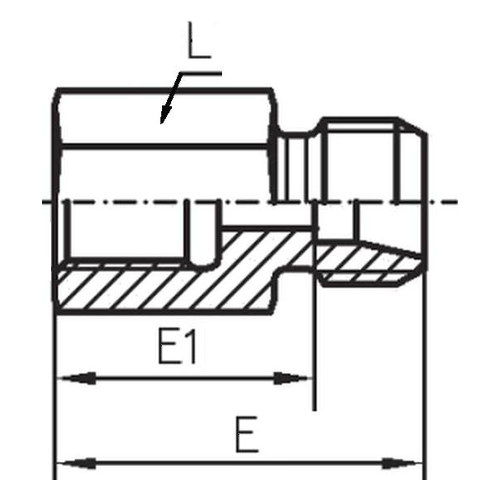 Adaptor drept FI-FE, serie ușoară metric TN147-LM